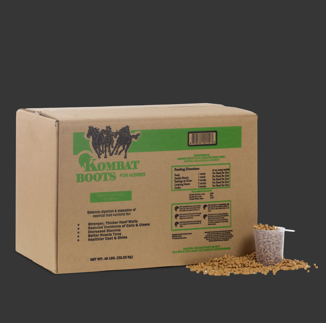 A Box of Kombat Boots Equine Supplement