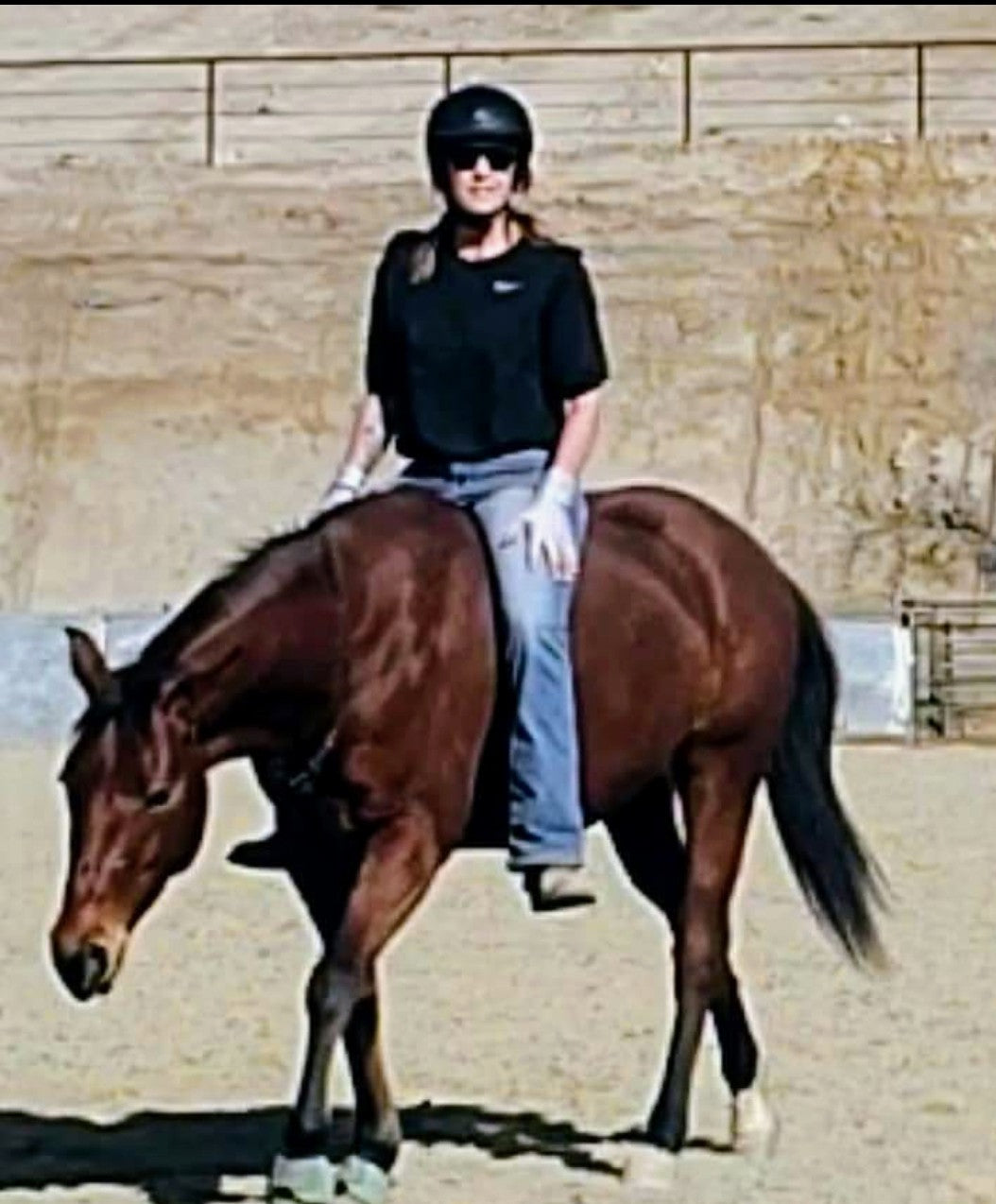 My mare is behaving and feeling calm and quiet once again.